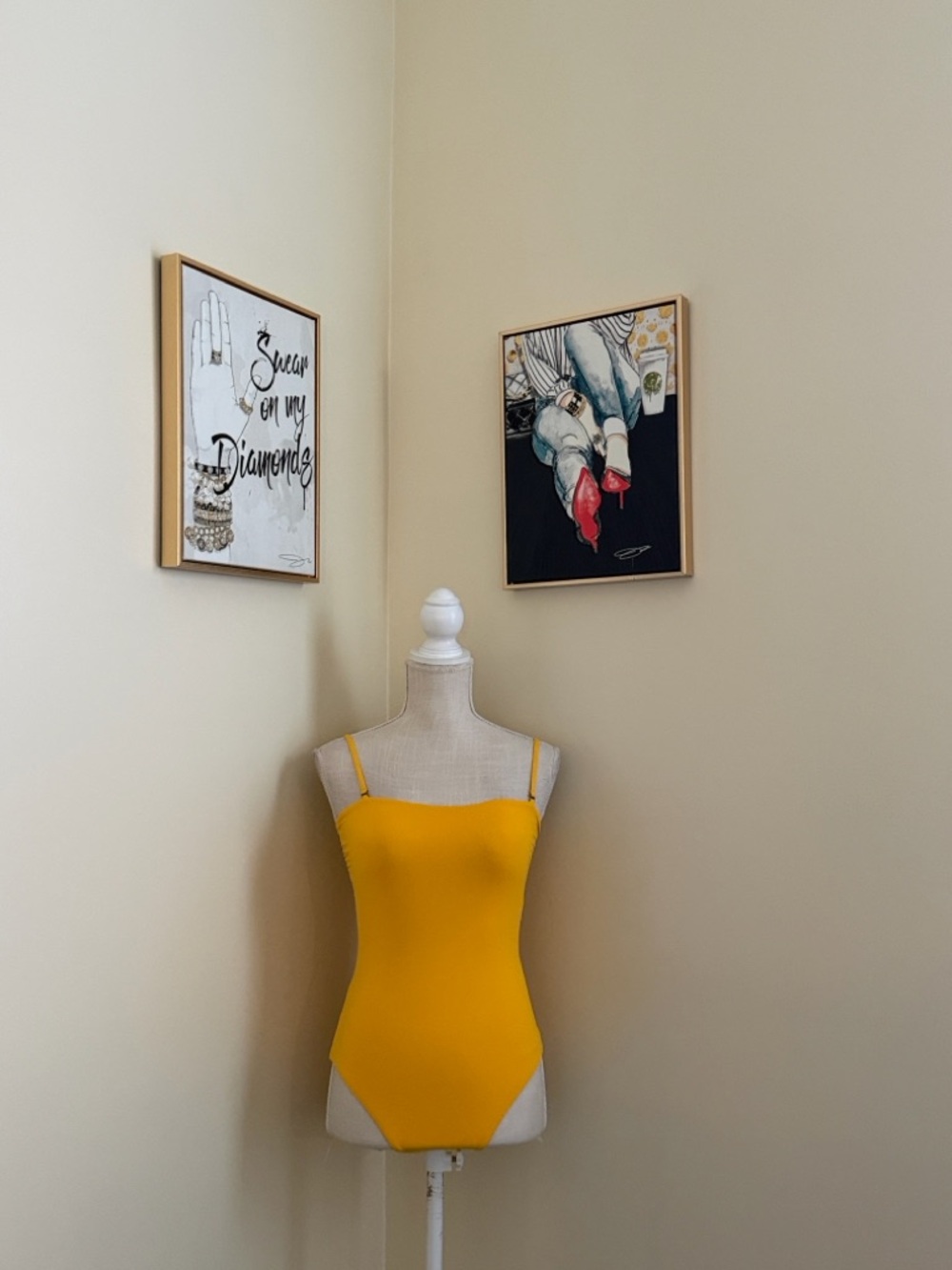 Yellow Women's One-Piece Swimsuit - Sleek Minimalist Design - Picture 3 of 11
